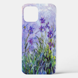 Coque iPhone 12 Claude Monet Iris Lilas Floral Bleu Vintage