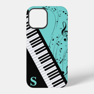 Coque iPhone 12 Clavier de Piano Élégant Notes de Musique Monogram