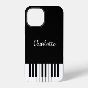 Coque iPhone 12 Clavier de piano simple noir et blanc