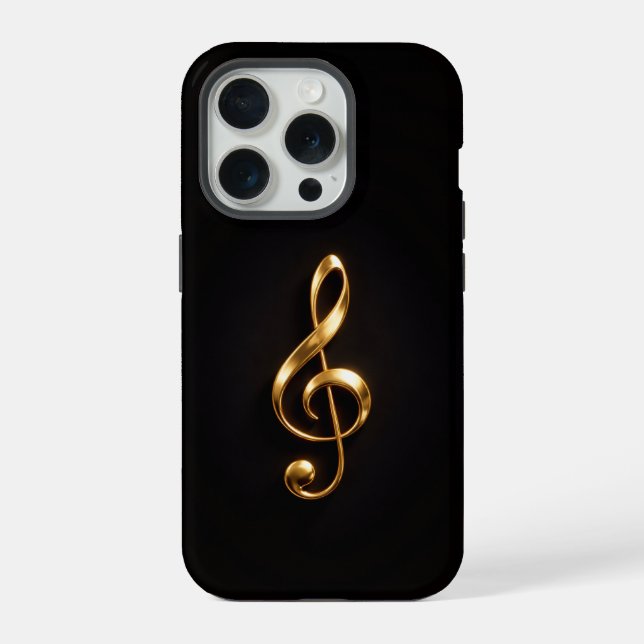 Coque iPhone Clavier de sol doré iPhone 15 Pro Mate Black 4 Lux (Verso)