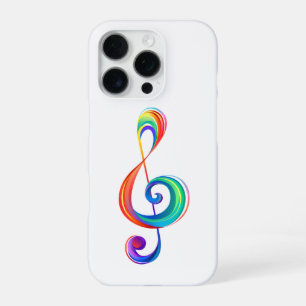 Coque iPhone 16 Pro Clé de sol arc-en-ciel stratifiée