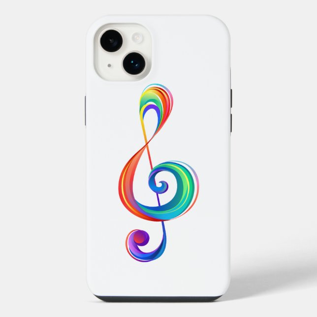 Coque iPhone Clé de sol arc-en-ciel stratifiée (Verso)