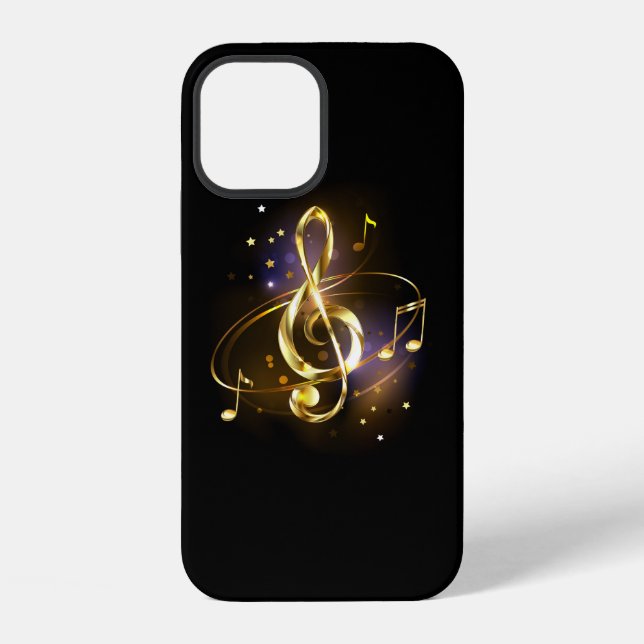 Coque iPhone Clé de Sol Musicale en Or (Verso)