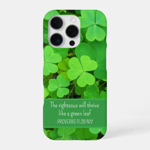 Coque iPhone 16 Pro Cloches vertes Photo Prospérité Bible Verse mignon