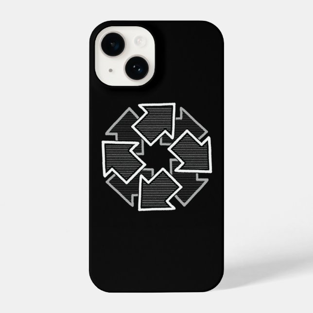 Coque iPhone Clockwise Arrows Minimal Geometric Black Variant 2 (Verso)
