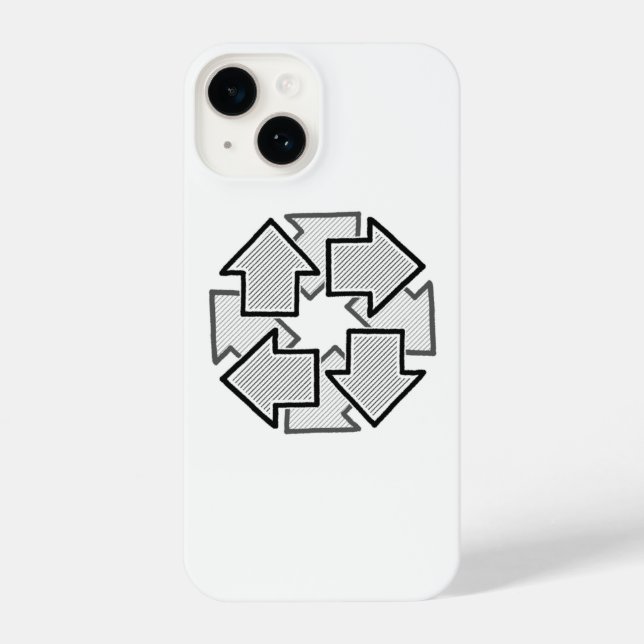 Coque iPhone Clockwise Arrows Minimal Geometric White Variant 1 (Verso)