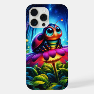 Coque iPhone 15 Pro Max Coccinelle mignonne aux grands yeux avec une lueur
