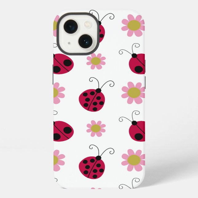 Coque iPhone Coccinelles et Fleurs (Verso)