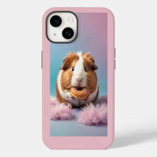 Coque Pour iPhone 14 Cochon d'Inde Mignon Avec Donut Dégradé Pastel