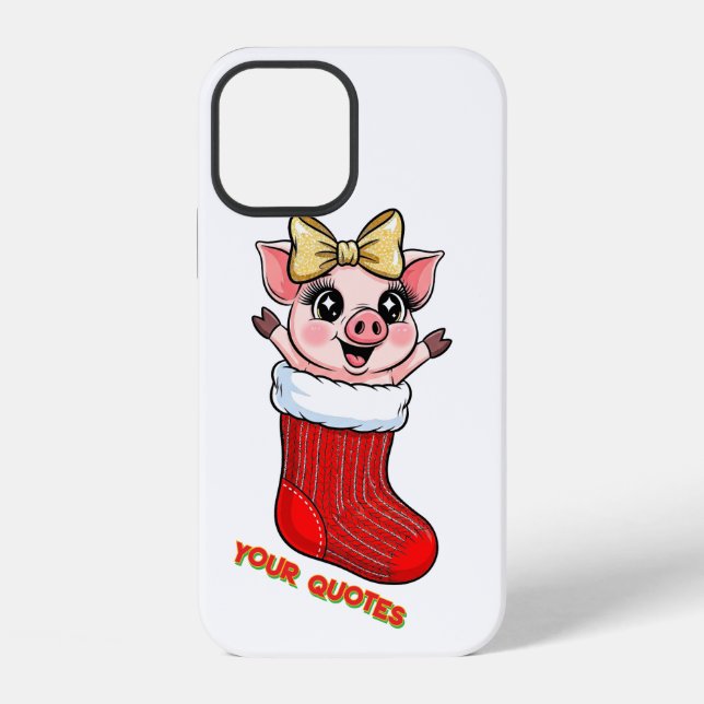 Coque iPhone Cochon mignon dans un bas de Noël (Verso)