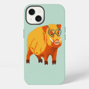 Etui iPhone 13 Cochon Mignon - Sanglier Geek Avec Lunettes
