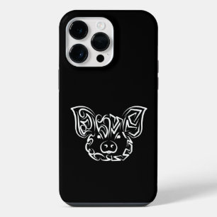 Coque Pour Pour iPhone 14 Pro Max Cochon tribal noir et blanc