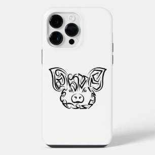 Coque Pour Pour iPhone 14 Pro Max Cochon tribal noir et blanc