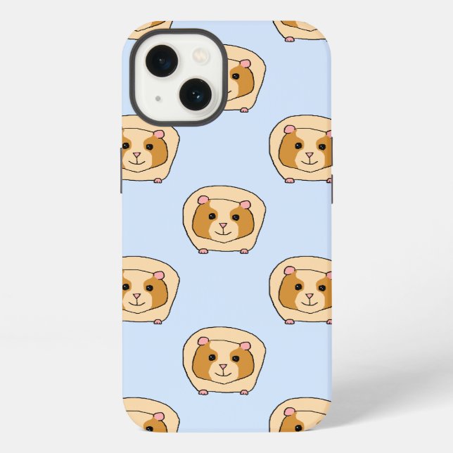 Coque iPhone Cochons d'Inde sur fond bleu. (Verso)