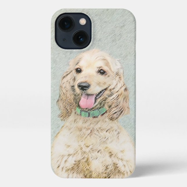 Coque iPhone Cocker Spaniel Buff Peinture - Art Chien original (Verso)