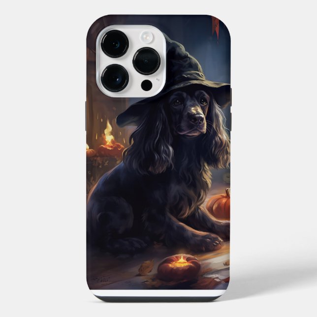 Coque iPhone Cocker Spaniel Citrouilles Halloween Épouvantable (Verso)