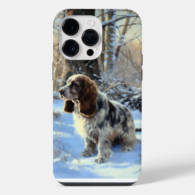 Coque iPhone Cocker Spaniel Laisser Neige Noël (Verso)