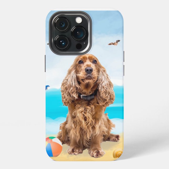 Coque iPhone Cocker Spaniel sur la plage (Dos)