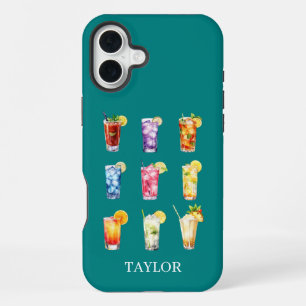 Coque iPhone 16 Plus Cocktails Cocktails Cocktails Monogrammés