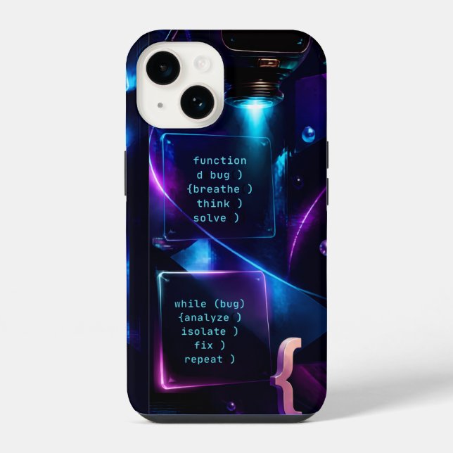 Coque iPhone Code de correction de bogue de codage Cyberpunk | (Verso)