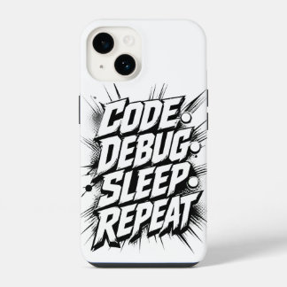 Coque Pour iPhone 14 Code Debug Sleep Repeat