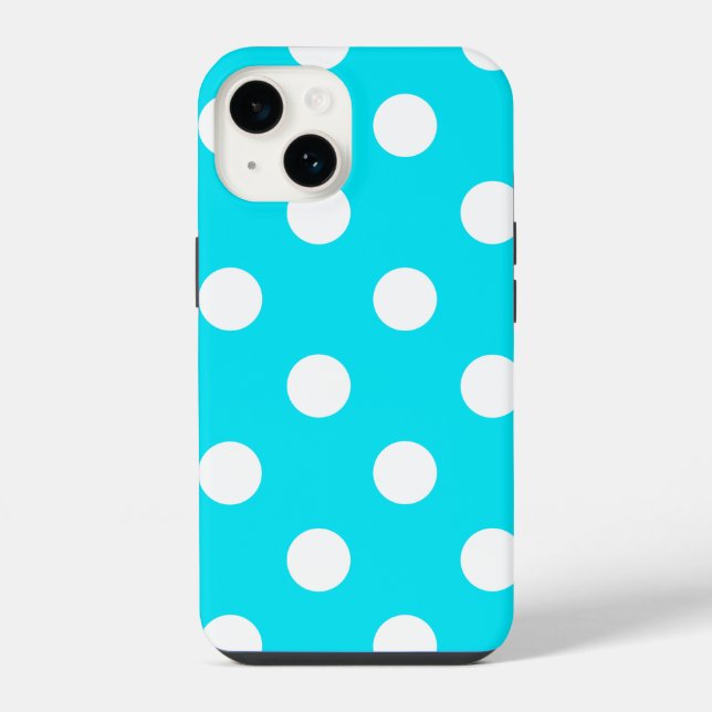 Coque iPhone Code hexadécimal cyan pois 00E3F4 (Verso)
