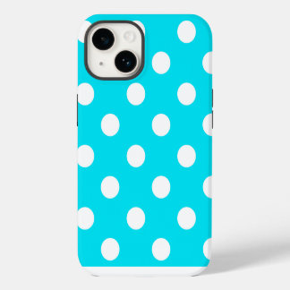 Coque Pour iPhone 14 Code hexadécimal cyan pois 00E3F4