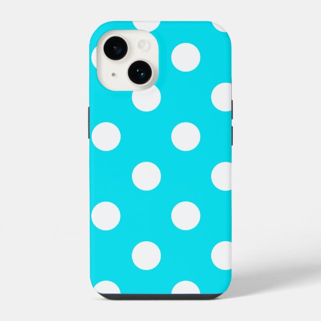 Coque iPhone Code hexadécimal cyan pois 00E3F4 (Verso)