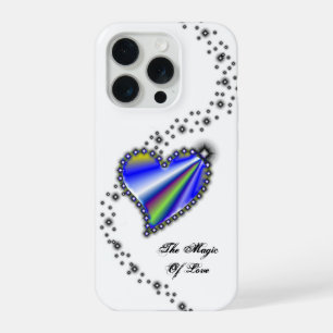 Coque iPhone 15 Pro Cœur Arc-en-ciel avec Étoiles, La Magie de l'Amour