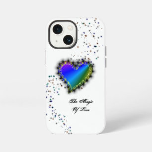 Etui iPhone 13 Mini Cœur arc-en-ciel avec étoiles, La magie de l'amour