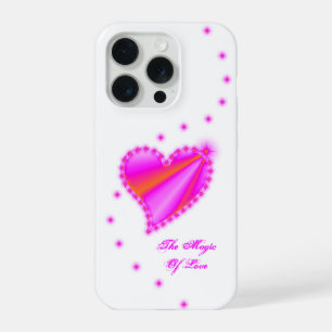 Coque iPhone 15 Pro Cœur arc-en-ciel avec étoiles, La magie de l'amour