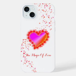 Coque iPhone 15 Plus Cœur Arc-en-ciel avec Étoiles, La Magie de l'Amour