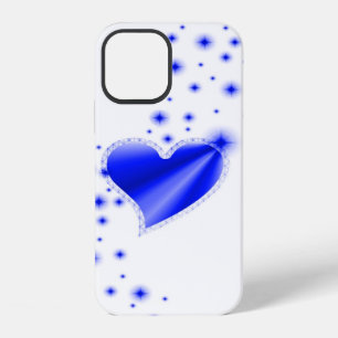 Coque iPhone 12 Cœur Arc-en-Ciel Bleu avec Étoiles