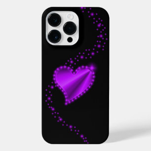 Coque Pour Pour iPhone 14 Pro Max Coeur arc-en-ciel pourpre avec étoiles