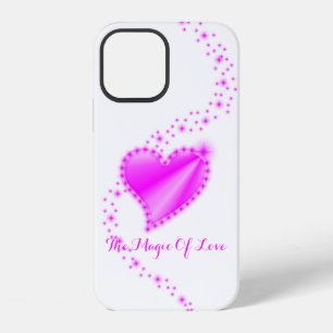 Coque iPhone 12 Cœur arc-en-ciel rose avec étoiles, La magie de l'