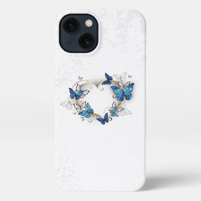 Coque iPhone Coeur bijoux avec papillons Morpho (Verso)