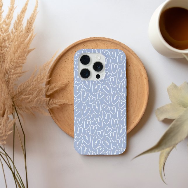 Coque iPhone Cœur Bleu Moderne (Créateur téléchargé)