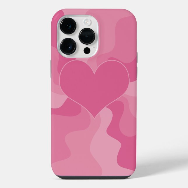 Coque iPhone Cœur d'amour - Rose (Verso)