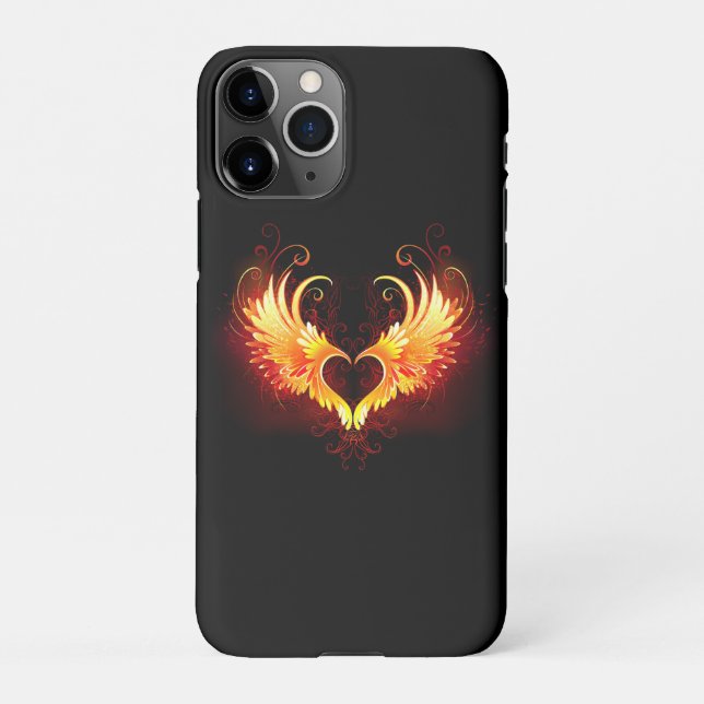 Coque iPhone Cœur d'ange de feu avec des ailes (Dos)