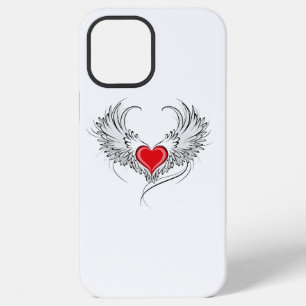 Coque iPhone 12 Pro Max Cœur d'ange rouge avec des ailes