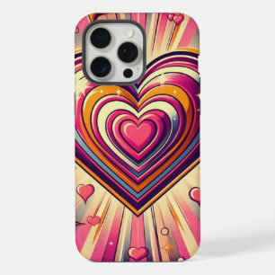 Coque iPhone 15 Pro Max Cœur d'art pop des années 70 / Saint-Valentin