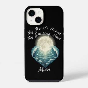 Coque Pour iPhone 14 Cœur d'océan guidant la lune maman