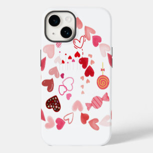 Coque Pour iPhone 14 Cœur doux autour de bonbons doux