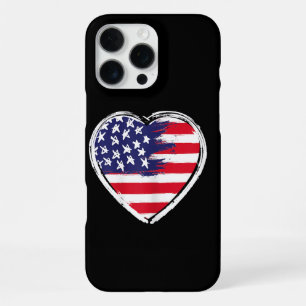 Coque iPhone 16 Pro Max Cœur Drapeau américain 4 juillet Étoiles Patriotiq