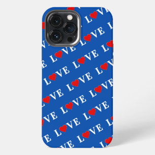 Etui iPhone 13 Pro Max Cœur élégant rétro bleu marine LOVE