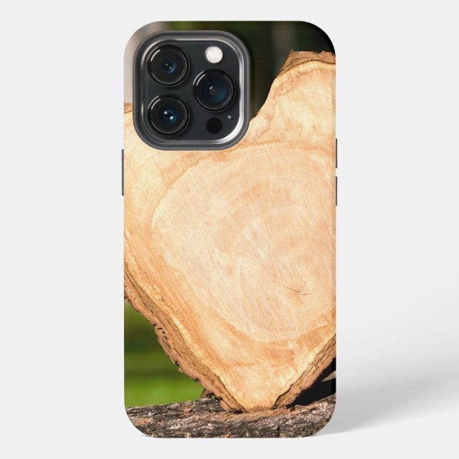Coque iPhone cœur en bois (Dos)