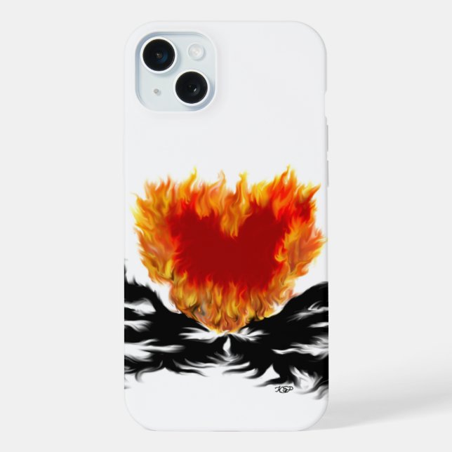 Coque iPhone Coeur en flammes (Verso)