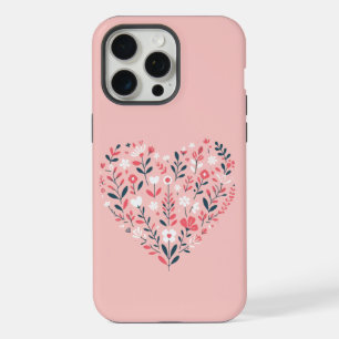 Coque iPhone 15 Pro Max Cœur floral de la Saint-Valentin