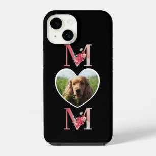 Coque Pour iPhone 14 Cœur floral maman photo du chien