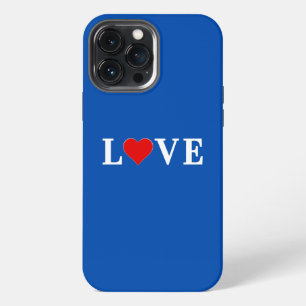 Etui iPhone 13 Pro Max Cœur LOVE Bleu Marine Rétro Classique